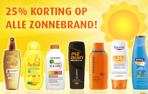 25 procent korting op alle zonnebrand