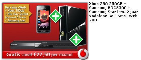 Gratis Xbox 360, blu-ray speler en Samsung Star bij je abonnement