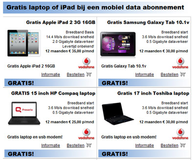 Gratis laptop of ipad