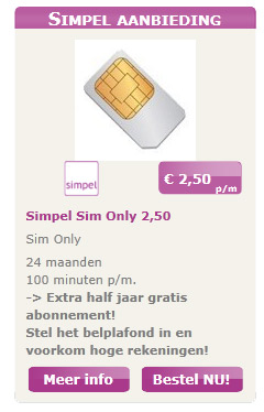 goedkoopste Sim only abbonement van NL